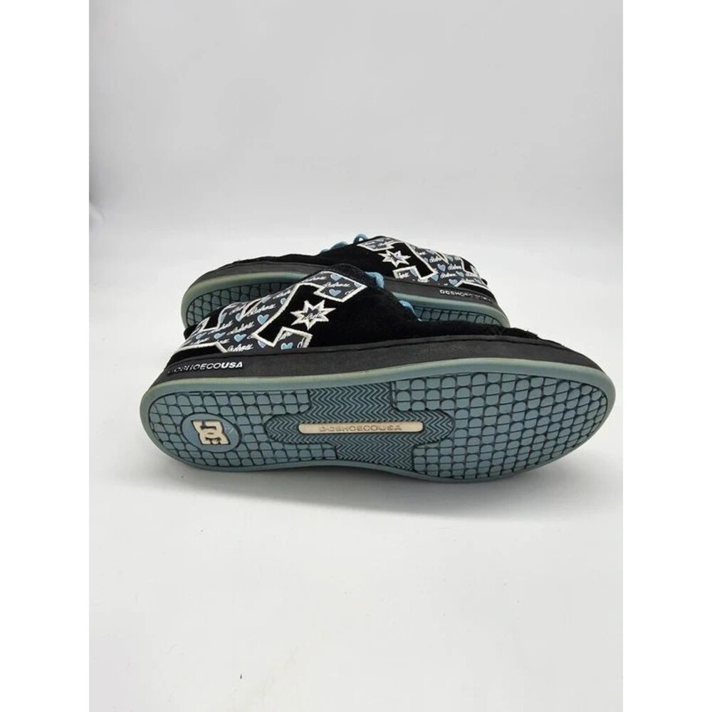 DC Shoes Court Graffik SE Womens 7.5 Black Suede Blue Hearts Y2K Chunky Skate 07 - Picture 5 of 8